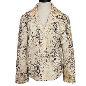 Erin London Abstract Button Down Jacket Cream Size L